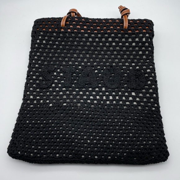 STAUD Crochet Porte Tote Bag In Black NWT - Picture 6 of 9